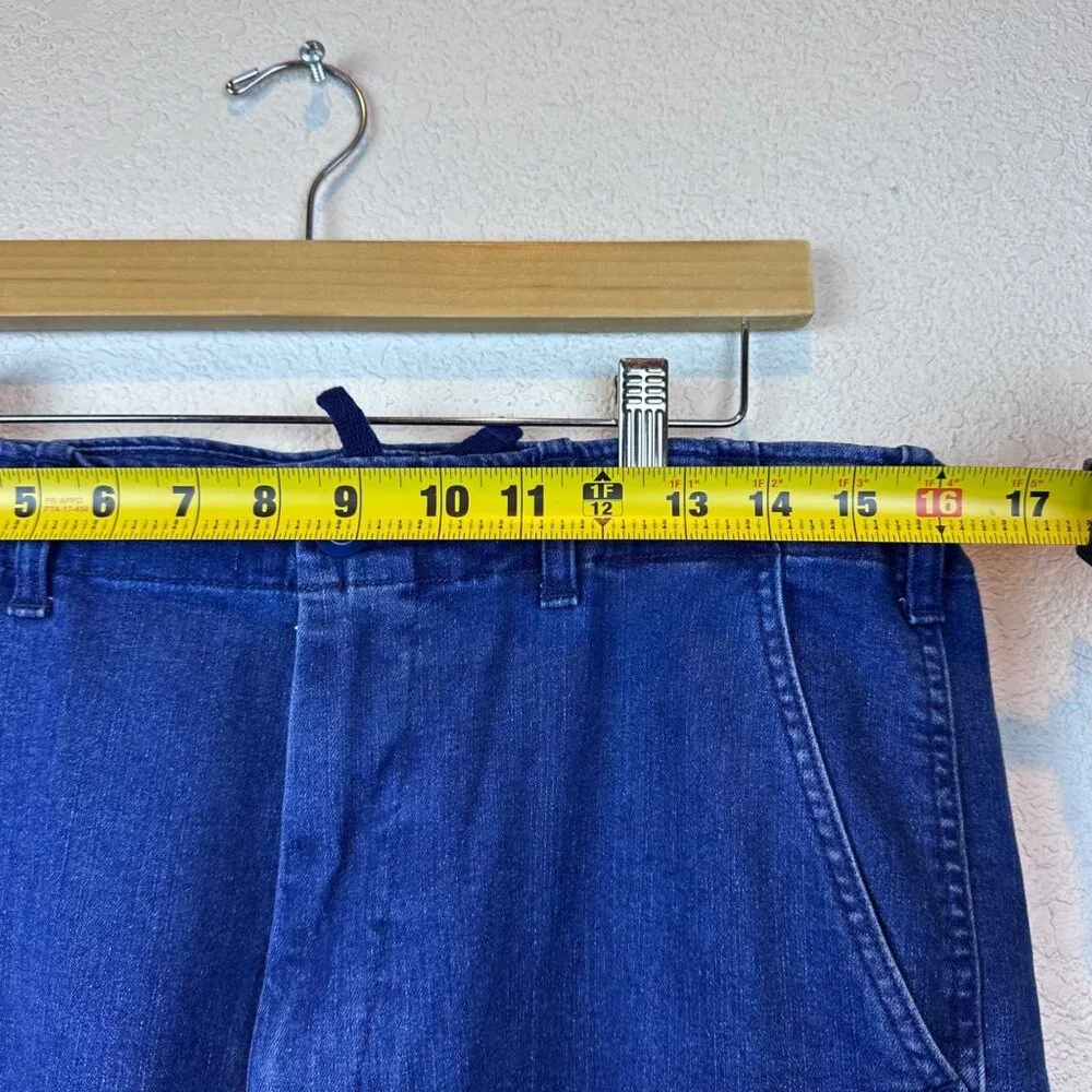 Uniqlo Slouchy Baggy Mens 32 Denim Washed Distressed Pants Streetwear Adjustable